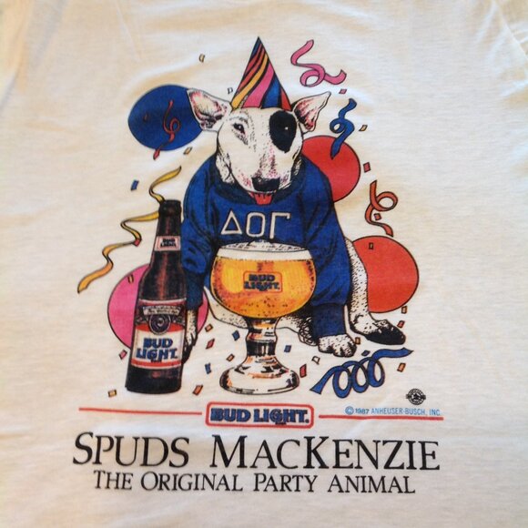 True Vintage 80's Spuds MacKenzie Bud Light T-Shirt L - # 1 - Picture 8 of 9
